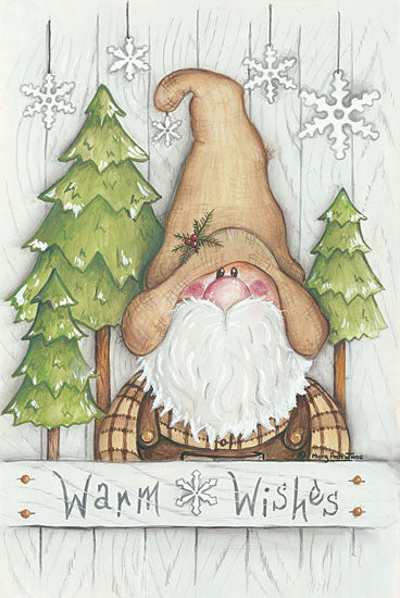 Mary Ann June MARY542 - MARY542 - Winter Gnome - 12x18 Gnome, Winter, Warm Wishes, Trees, Snowflakes, Wood Background from Penny Lane