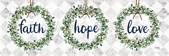 Marla Rae MAZ5687B - MAZ5687B - Faith Hope Love Eucalyptus Wreaths - 36x12 Faith, Hope Love, Wreaths, Eucalyptus, Patterns, Signs from Penny Lane