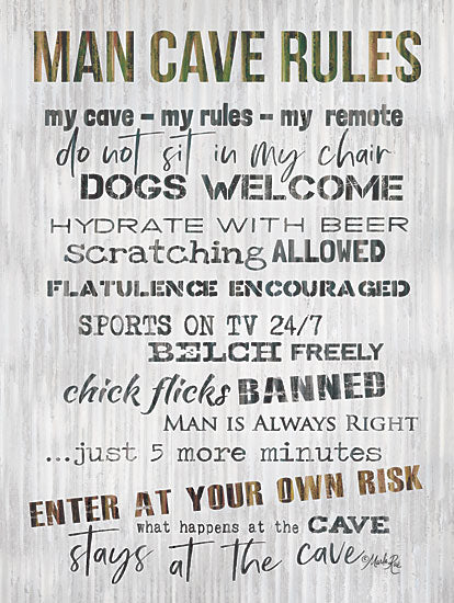 Marla Rae MAZ5753 - MAZ5753 - Man Cave Rules IV - 12x16 Man Cave Rules, Rules, Masculine, Humorous, Signs from Penny Lane