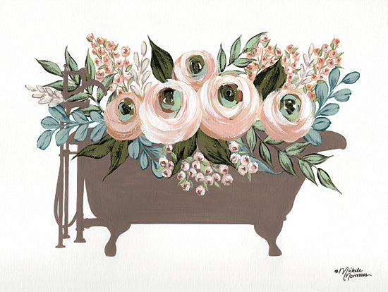 Michele Norman MN194 - MN194 - Bathed in Flowers      - 16x12 Bathes in Flowers, Bathtub, Flowers, Bath, Bathroom, Rustic, Shabby Chic from Penny Lane