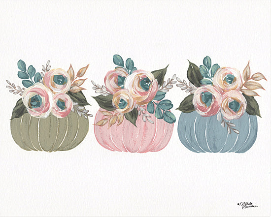 Michele Norman MN227 - MN227 - Pumpkin Trio - 16x12 Pumpkins, Flowers, Still Life, Autumn, Signs from Penny Lane