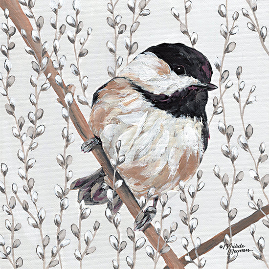 Michele Norman MN248 - MN248 - Wee Chickadee - 12x12 Bird, Chickadee, Branches, Pussy Willows from Penny Lane