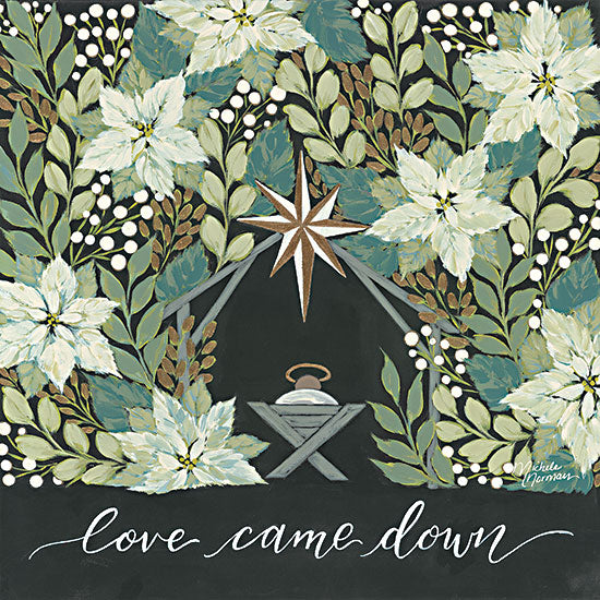 Michele Norman  MN289 - MN289 - Love Came Down - 12x12 Nativity, Baby Jesus, Christmas, Manger, Flowers, Religious, Poinsettias, Signs from Penny Lane