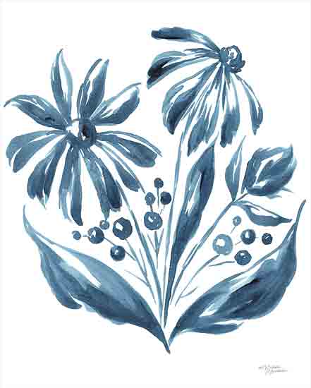 Michele Norman MN327 - MN327 - Blue Daisy #2     - 12x16 Flowers, Daisies, Blue & White, Folk Art, Cottage/Country from Penny Lane