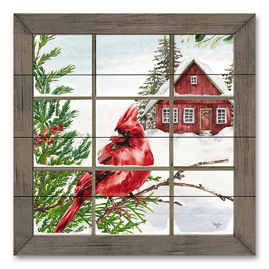 Mollie B. MOL2131PAL - MOL2131PAL - Winter View - 12x12 Winter, Window, Birds, Cardinal, House, Home, Snow, Pine Tree from Penny Lane