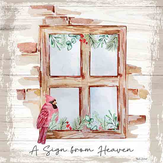 Nicole DeCamp ND326 - ND326 - A Sign from Heaven - 12x12 Bereavement, Cardinal, Window, A Sign From Heaven, Typography, Signs, Textual Art, Greenery, Eucalyptus, Berries Pine Sprigs from Penny Lane