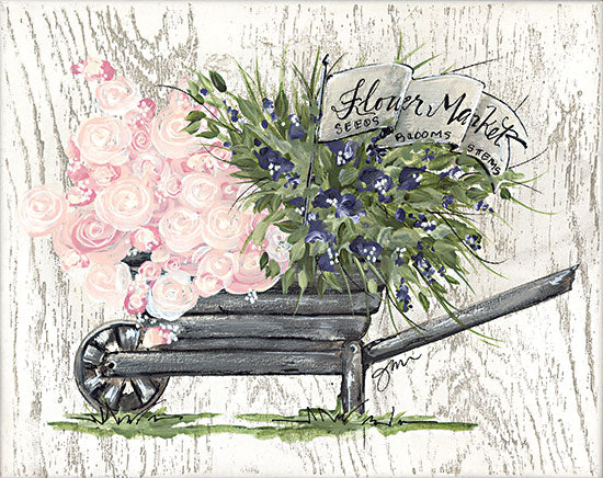 Julie Norkus NOR205 - NOR205 - Flower Market Wheelbarrow - 16x12 Flower Market, Wheelbarrow, Flowers, Roses, Purple Flowers from Penny Lane