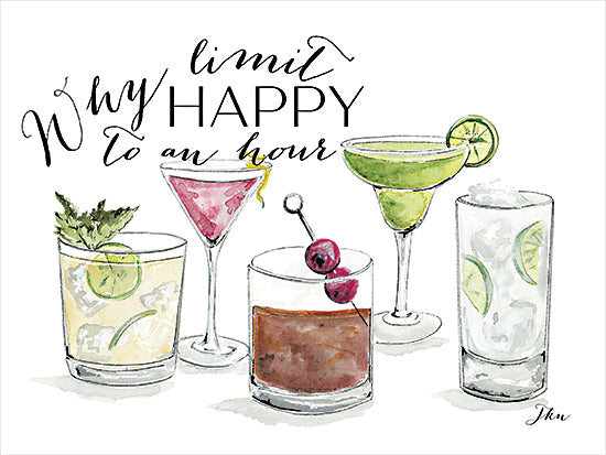 Julie Norkus NOR311 - NOR311 - Cocktail Time - 16x12 Humor, Bar, Cocktails, Why Limit Happy to an Hour, Typography, Signs, Textual Art, Masculine from Penny Lane