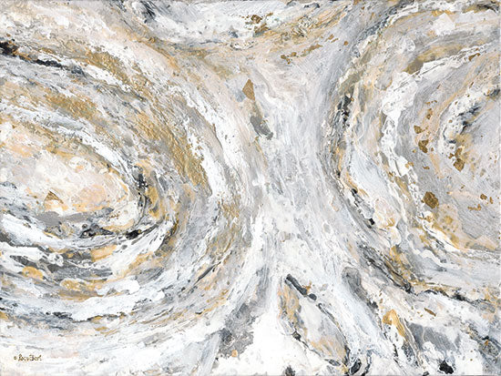 Roey Ebert REAR357 - REAR357 - Around & Around - 16x12 Abstract, Circles, White, Gold, Contemporary from Penny Lane