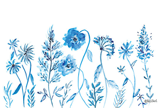 Roey Ebert REAR398 - REAR398 - Wildflowers in Blue    - 18x12 Wildflowers, Flowers, Botanical, Blue & White, Abstract from Penny Lane