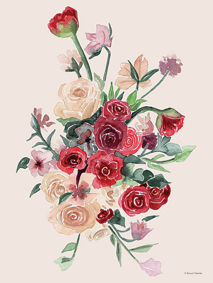 Rachel Nieman RN338 - RN338 - Deep Red Floral Bouquet - 12x16 Flowers, Roses, Red Flowers, Blooms, Bouquet, Botanical from Penny Lane