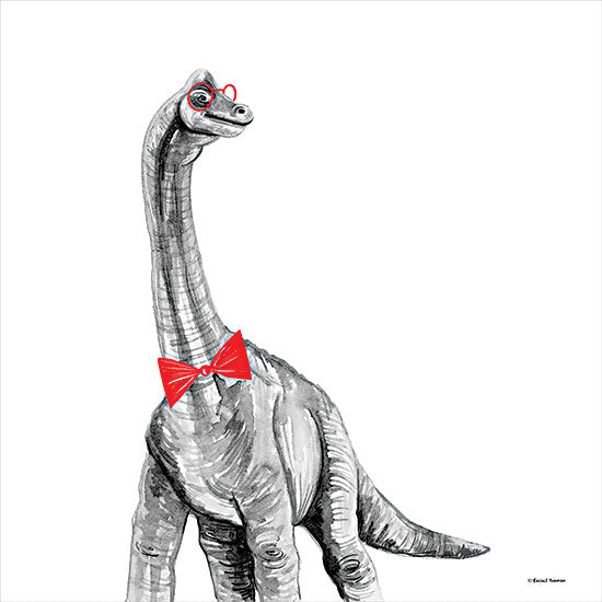 Rachel Nieman RN535 - RN535 - Longneck in a Bow Tie - 12x12 Children, Dinosaurs, Longneck, Whimsical, Glasses, Bowties, Children's Room, Boys from Penny Lane