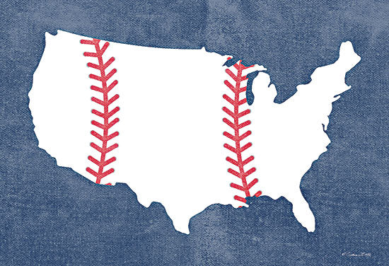 Susan Ball SB1084 - SB1084 - Baseball America - 18x12 Sports, Baseball, United States, America, Patriotic, Red, White, Blue, Independence Day, Summer, Masculine from Penny Lane