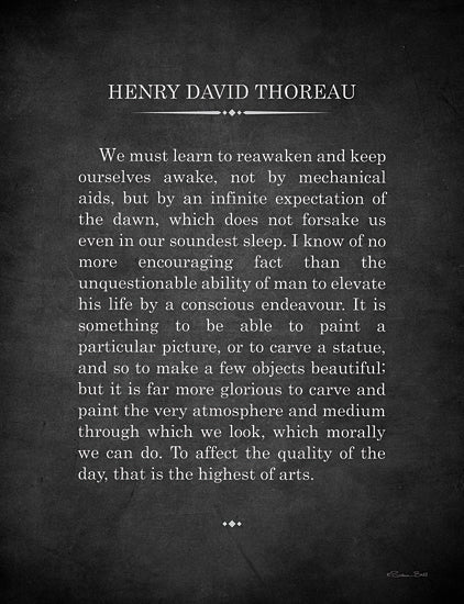 Susan Ball SB1104 - SB1104 - Awake - 12x16 Quotes, Henry David Thoreau, We Must Learn to Reawaken and Keep Ourselves Awake, Typography, Signs, Textual Art, Motivational, Black & White, American Author from Penny Lane