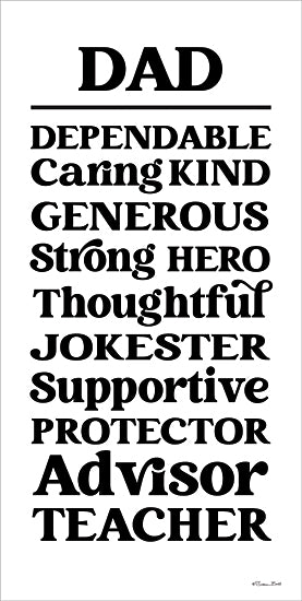 Susan Ball SB1148 - SB1148 - Dad Words - 9x18 Inspirational, Typography, Signs, Dad, Father, Parent, Dad Words, Words about Fathers, Black & White from Penny Lane