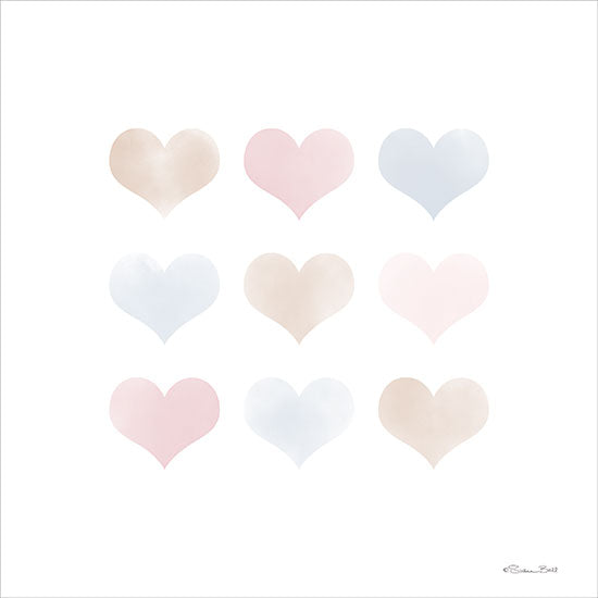 Susan Ball SB1218 - SB1218 - Watercolor Hearts - 12x12 Baby, Hearts, Watercolor Hearts, Pastel, Patterns, Inspirational from Penny Lane