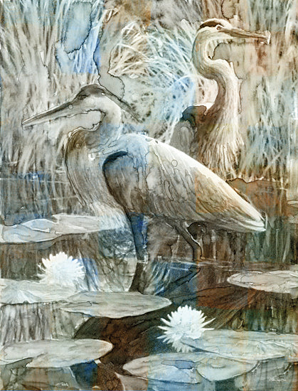 Stellar Design Studio SDS512 - SDS512 - Marsh Herons II - 12x16 Herons, Marshes, Coastal, Lily Pads from Penny Lane