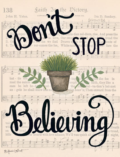 Annie LaPoint ALP1794 - Don't Stop Believing - 12x16 Don't Stop Believing, Music, Sheet Music, Greenery, Faith Is the Dictory from Penny Lane