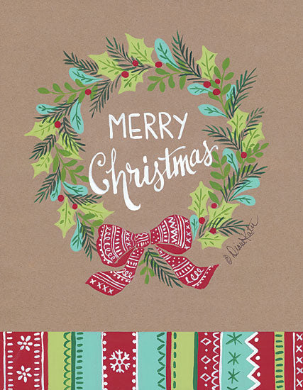 Diane Kater ART1094 - Merry Christmas Wreath Kraft Paper, Holidays, Merry Christmas, Wreath from Penny Lane