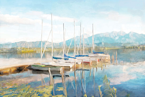 Bluebird Barn BLUE225 - Blue Sky Fishing Day - 18x12 Boats, Sailboats, Dock, Fishing, Landscape from Penny Lane