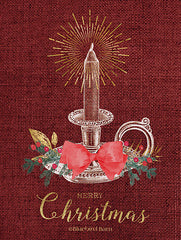 BLUE262 - Burlap Vintage Christmas Tall Candlestick - 12x16