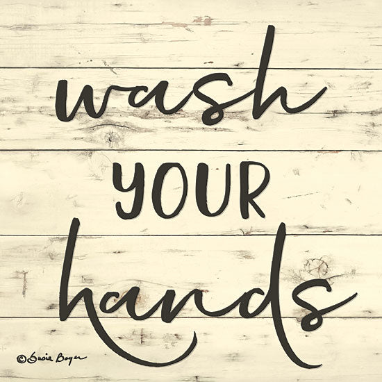 Susie Boyer BOY409 - Wash Your Hands - 12x12 Wash Your Hands, Bath, Bathroom, Wood from Penny Lane