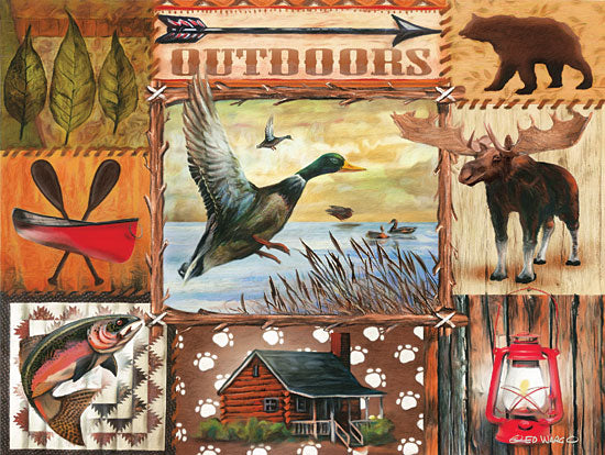 Ed Wargo ED390 - The Great Outdoors I Outdoors, Ducks, Fish, Moose, Lantern, Log Cabin, Icons from Penny Lane