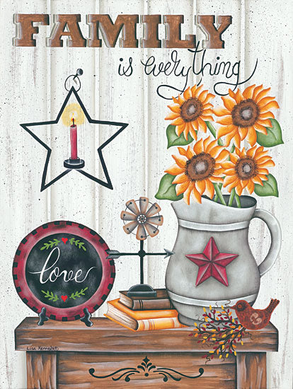 Lisa Kennedy KEN1028 - Family is Everything - 12x16 Family, Still Life, Pitcher, Sunflowers, Country, Primitive from Penny Lane