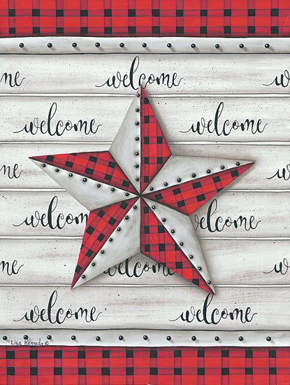 Lisa Kennedy KEN1045 - Plaid Welcome Barnstar - 12x16 Barn Stars, Welcome, Buffalo Plaid, Metal, Calligraphy, Country from Penny Lane