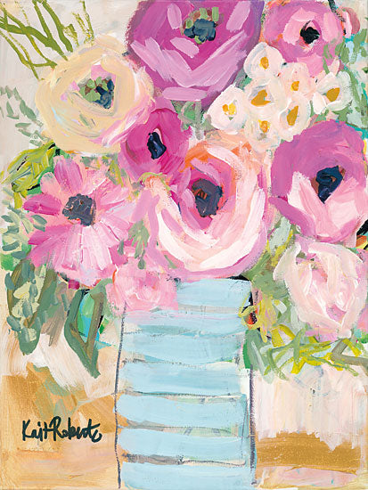 Kait Roberts KR144 - Granny's Visit Abstract, Vase, Flowers, Purple from Penny Lane