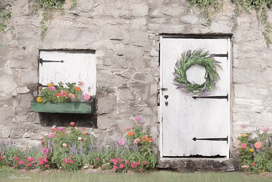 Lori Deiter LD1754 - LD1754 - Old Stone Cottage - 18x12 Stone Cottage, Wreath, Flowers, Front Porch from Penny Lane