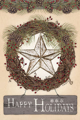 LS1752 - Happy Holidays Barn Star II - 12x18