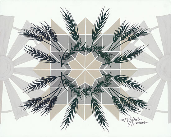 Michele Norman MN115 - MN115 - Wheat & Windmill    - 12x16 Wheat, Windmills, Neutral Palette from Penny Lane