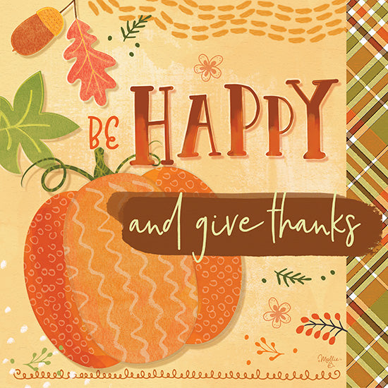 Mollie B. MOL1922 - Be Happy - 12x12 Be Happy, Pumpkin, Harvest, Autumn, Give Thanks, Thankful from Penny Lane