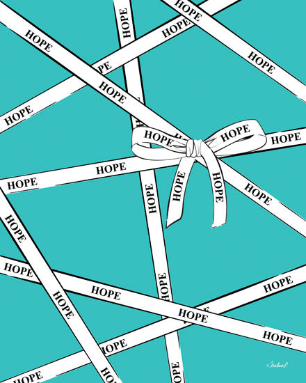 Martina Pavlova PAV141 - Hope Sealed with a Bow - 12x16 Hope, Bow, Ribbon, Blue & White from Penny Lane