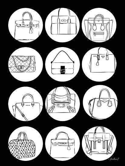 Martina Pavlova PAV182 - PAV182 - Black Handbags Treasures - 12x16 Abstract, Fashion, Handbags, Purses from Penny Lane