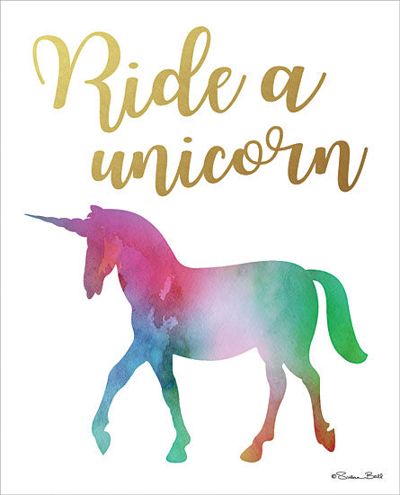 Susan Ball SB610A - SB610A - Ride a Unicorn - 12x16 Unicorn, Signs, Calligraphy, Fantasy,  from Penny Lane