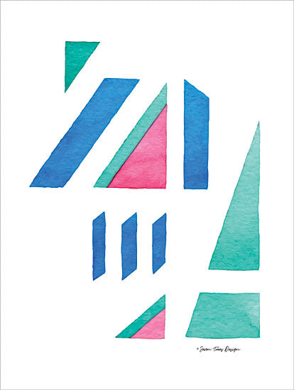 Seven Trees Design ST332 - Abstract Watercolor I Abstract, Blue, Green, Red, Geometric from Penny Lane