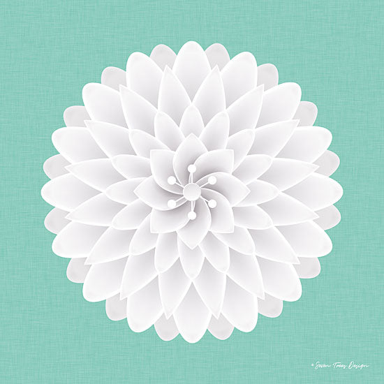 Seven Trees Design ST388 - 3D Flower Flower, White Flower, 3D, Teal & White from Penny Lane