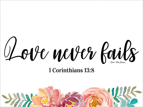 Seven Trees Design ST462 - Floral Love Never Fails - 16x12 Love Never Fails, Bible Verse, Corinthians, Flowers from Penny Lane